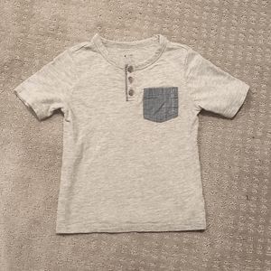 baby GAP Boys 3T Gray Henley with Chambray pocket
